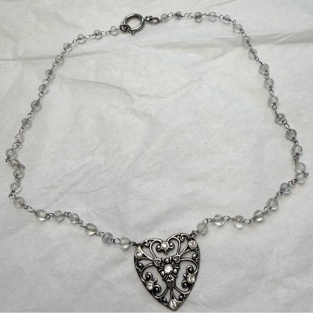 Sterling Silver Heart Pendant 16” Necklace